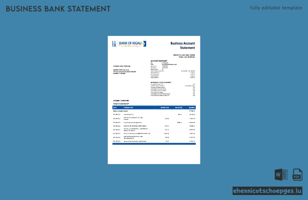 Beispiel eines Kontoauszugs der Ruanda Bank of Kigali (Word- und PDF-Datei)